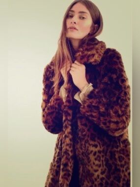 J.Crew Faux Fur Animal Print Coat